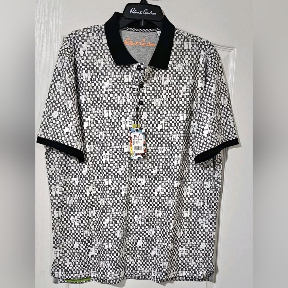 Robert Graham Black and White Men's Polo New With Tags